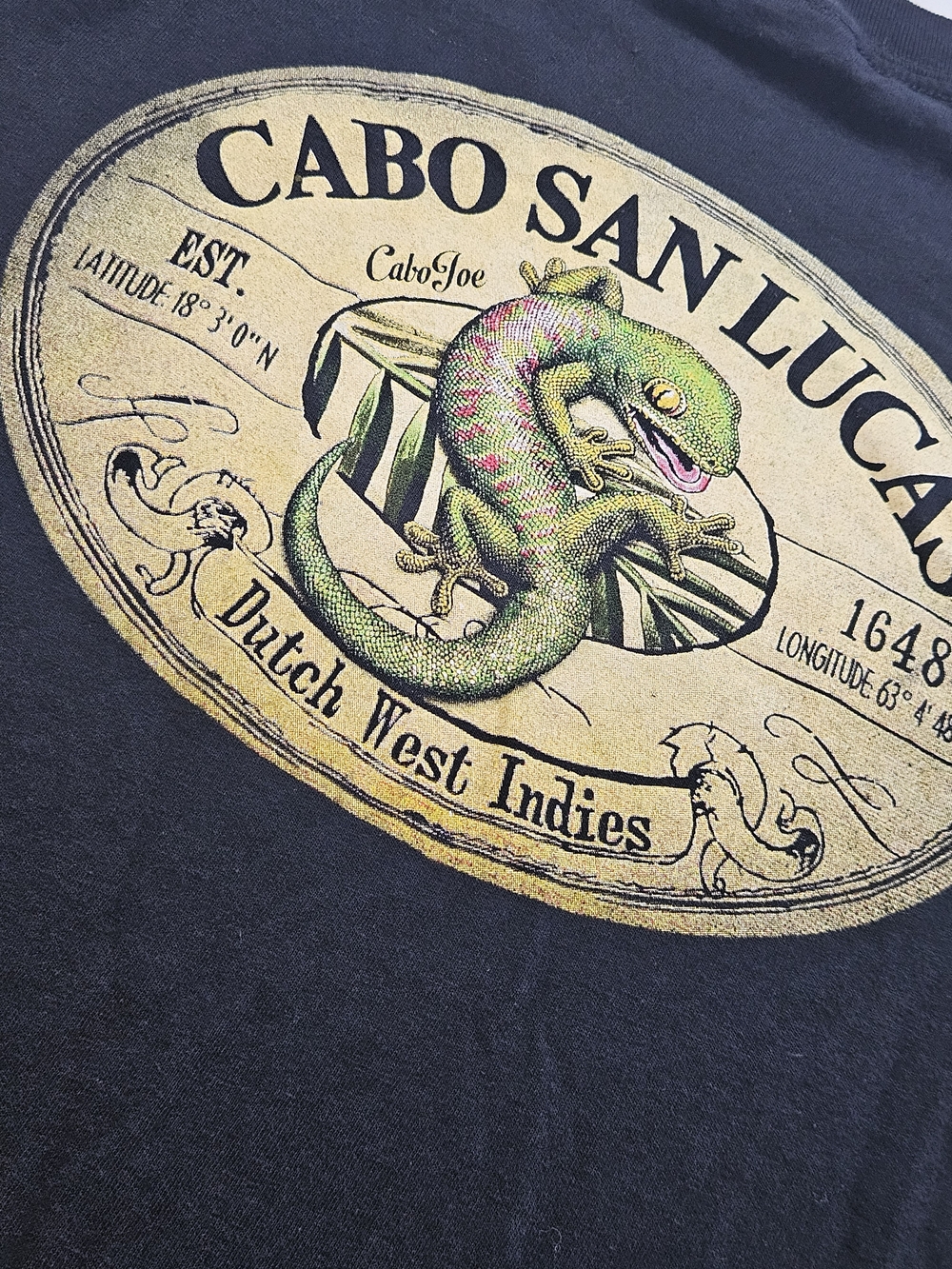 Cabo San Lucas Green Gecko Graphic Tee - Black Size Small